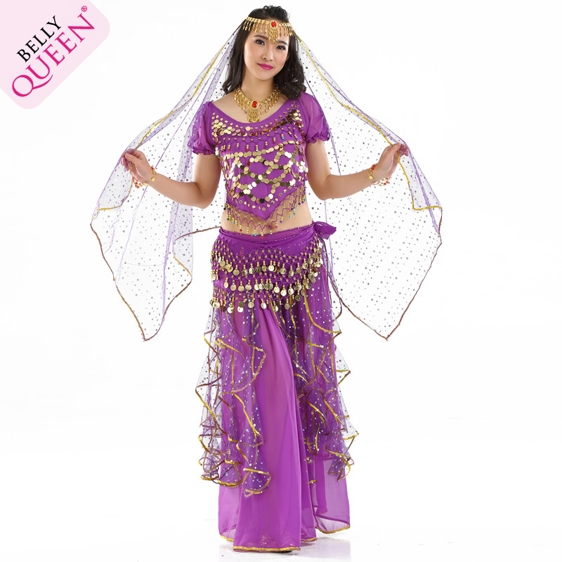 5 Pieces Dancewear Polyester Belly Dance Costumes For Ladies More Colors