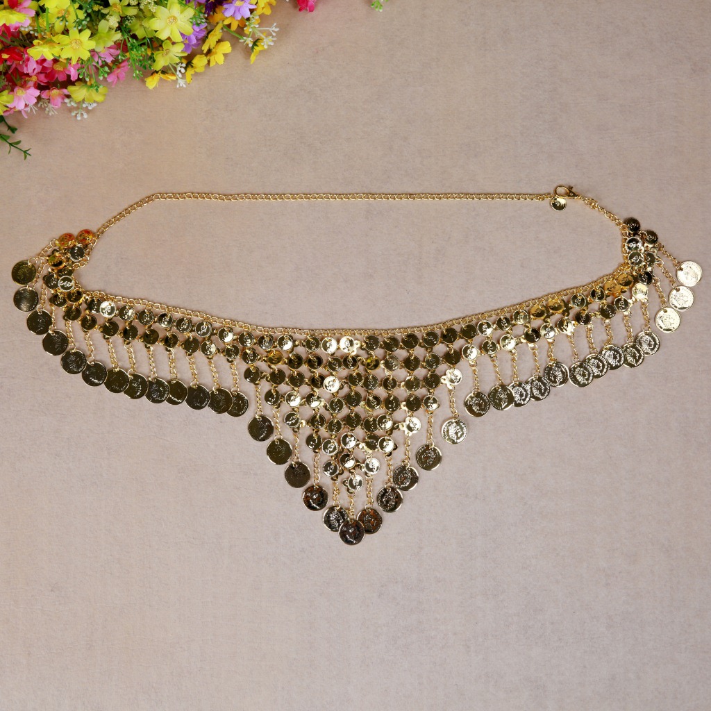 Belly dance with coin waist belt for ladies