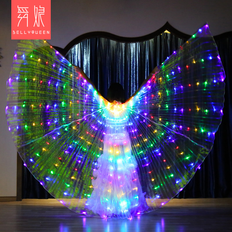 Led Light Up Belly Dance Capes Isis Wing with Stick For Ladies