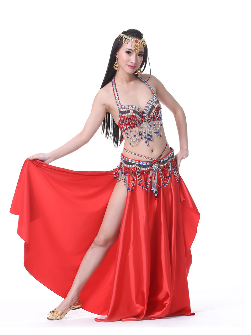 Plus Size 3 Pieces Dancewear Polyester Belly Dance Performance Costumes For Women 34C 36C 38C