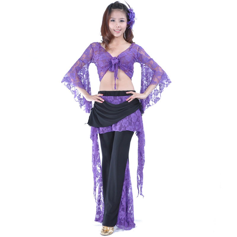 Dancewear Double Color Lace Belly Dance Pants For Ladies