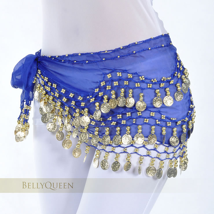 Dancewear Chiffon Gold Coins Belly Dance Hip Scarf More Colors