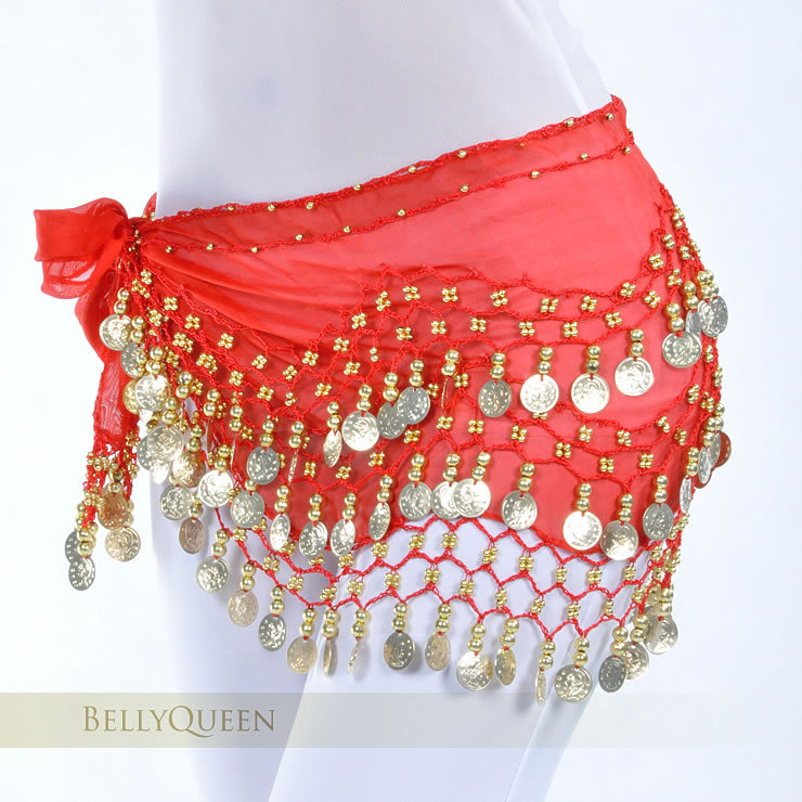 Dancewear Chiffon Gold Coins Belly Dance Hip Scarf More Colors