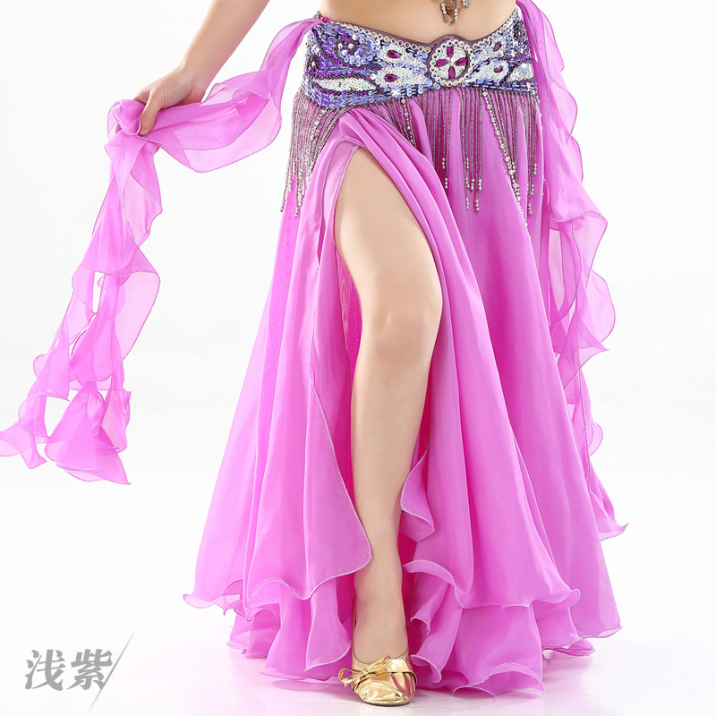 Performance Dancewear Chiffon Belly Dance Skirt With Ruffle fringe