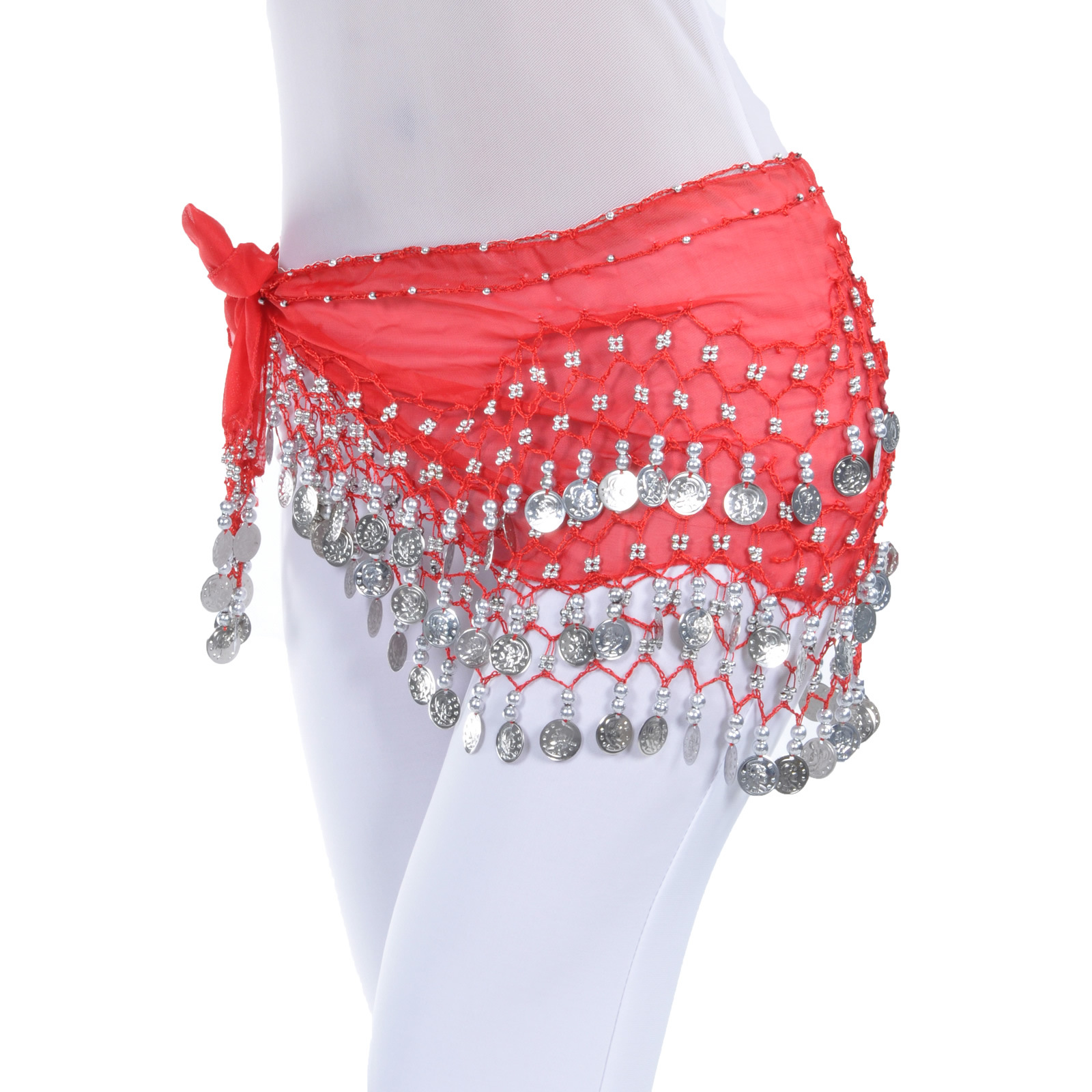 Dancewear Chiffon Silver Coins Belly Dance Hip Scarf More Colors