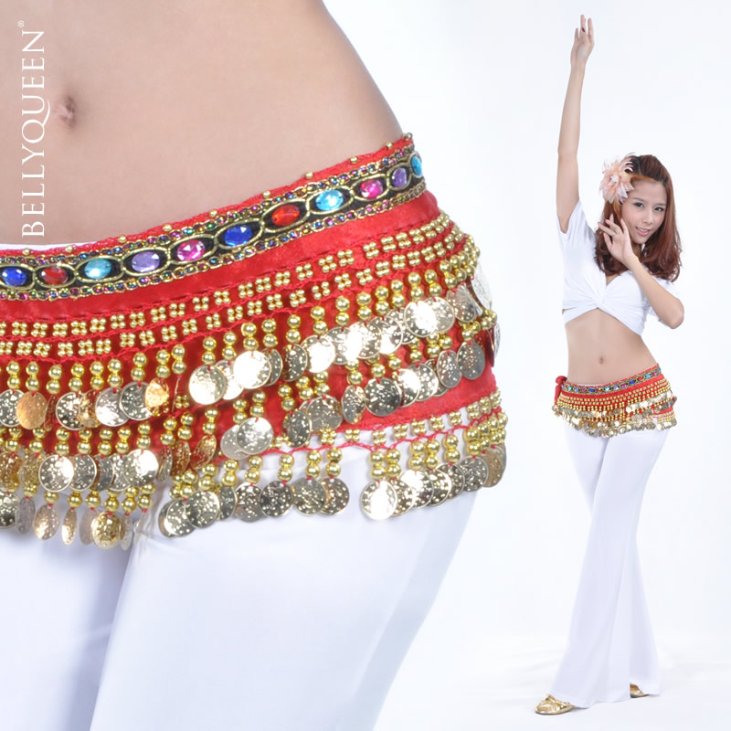 Dancewear Polyester Gold Coins Belly Dance Hip Scarf More Colors